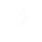 The official BeBetter brand logo featuring a minimalist white letter B graphic icon centered on a solid black background for website footers.